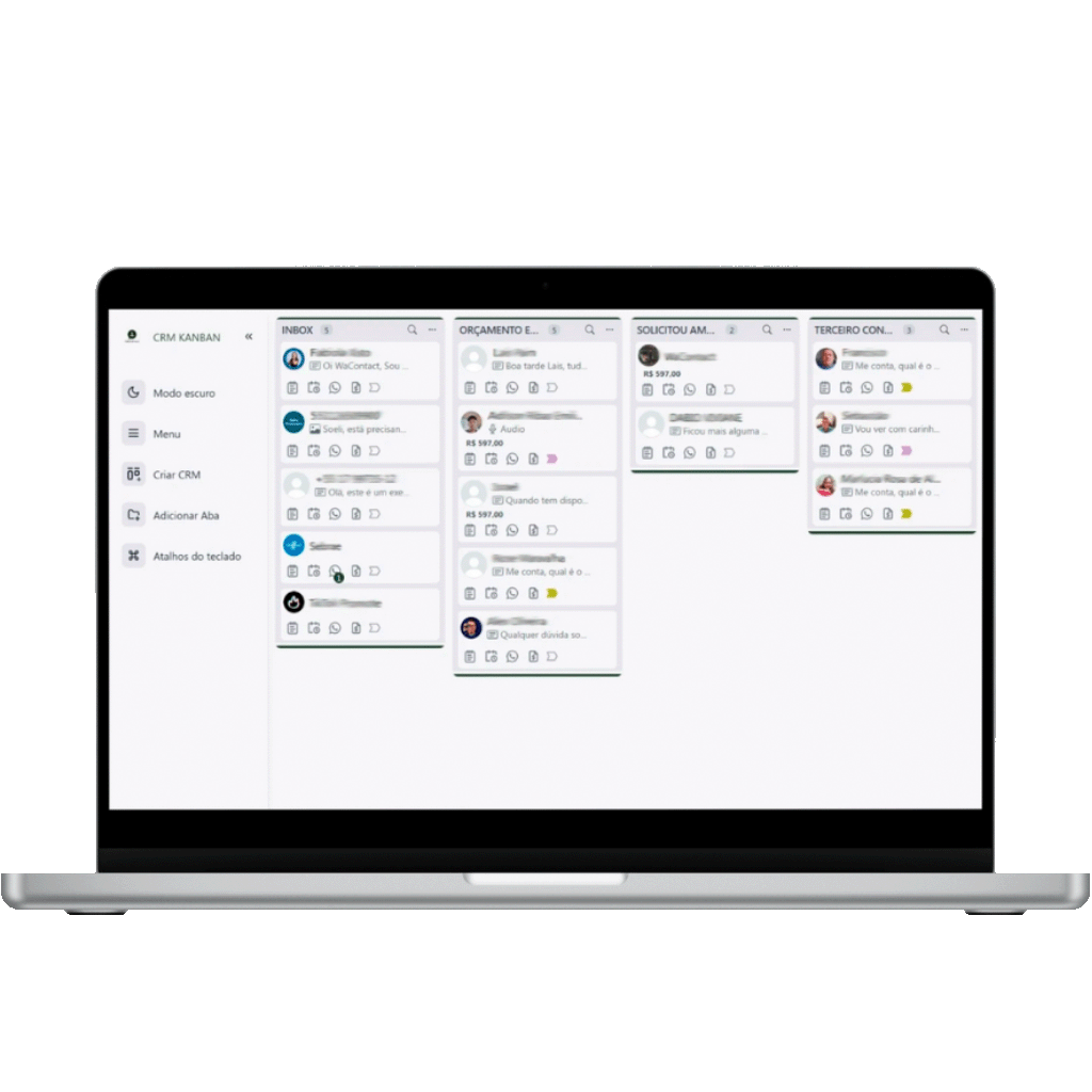 WaContact CRM Kanban no WhatsApp Web